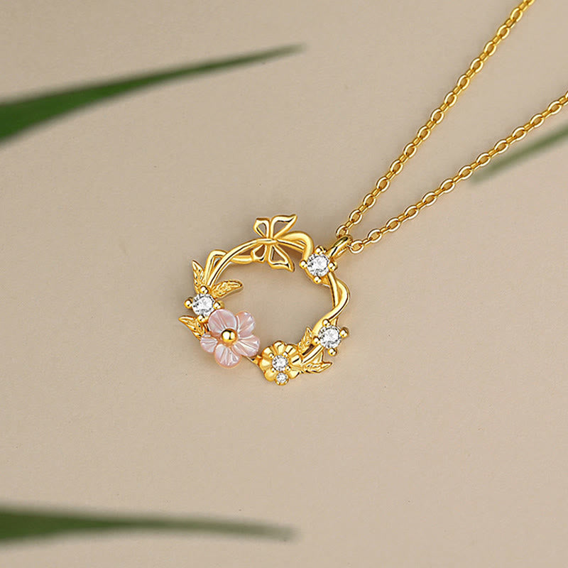 Sterling Silber Schmetterling Muschel Segen Halskette