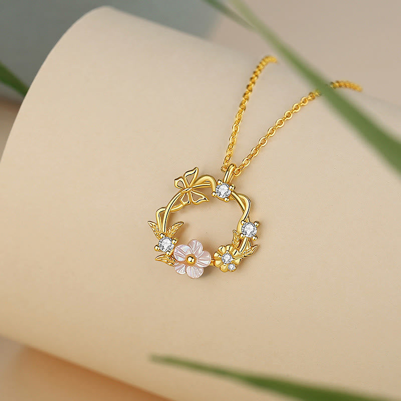 Sterling Silber Schmetterling Muschel Segen Halskette