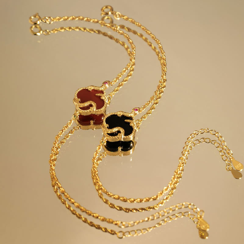 Halskette mit Schlangen-Jahressegen aus 925er Sterlingsilber mit rotem Achat