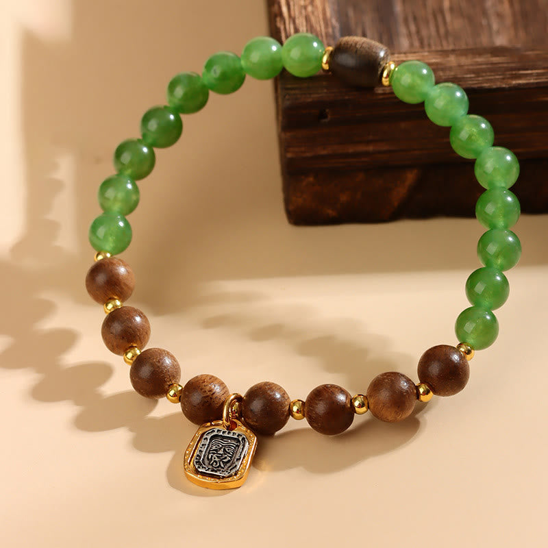 7 mm Adlerholz Grüner Chalcedon Zakiram Reichtumsarmband