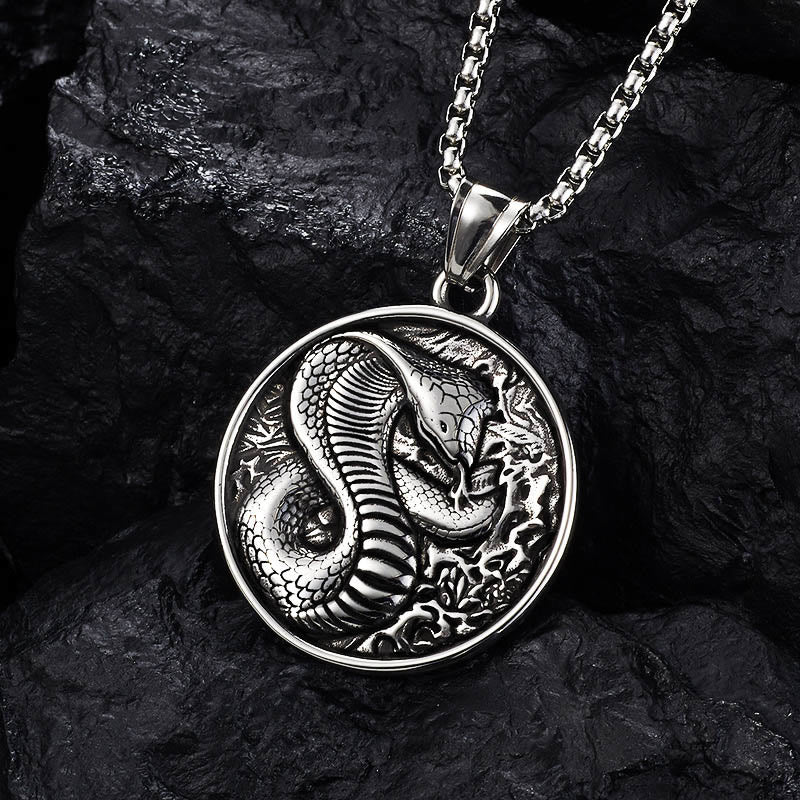 Titanium Steel Year of the Snake Balance Necklace Pendant