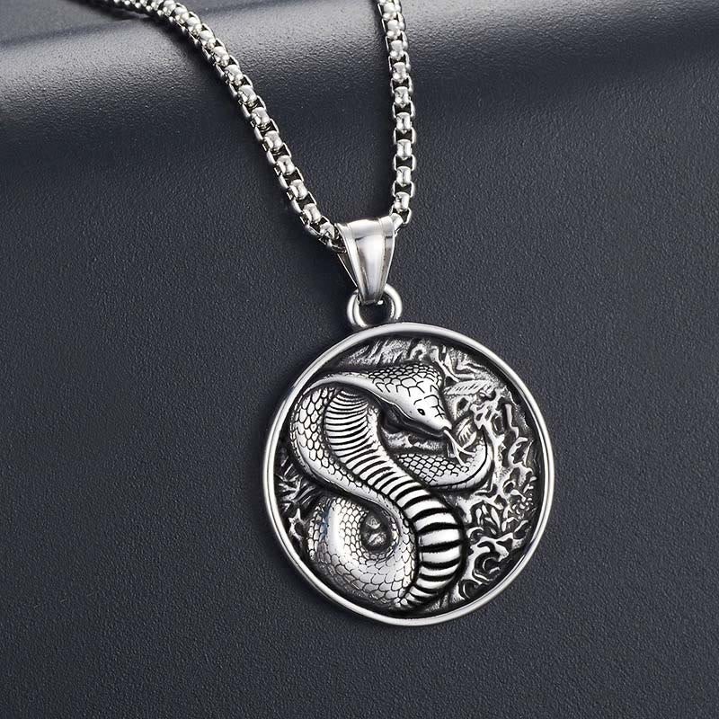 Titanium Steel Year of the Snake Balance Necklace Pendant