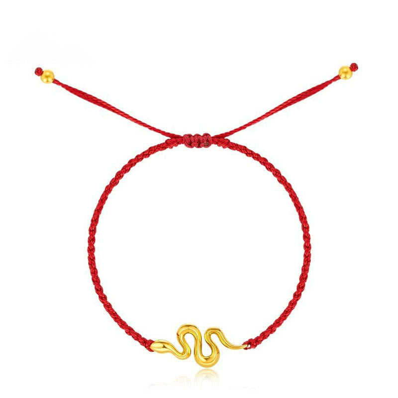 999 Gold Schlangenarmband mit roter Schnur für 2025