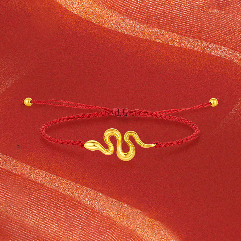 999 Gold Schlangenarmband mit roter Schnur für 2025
