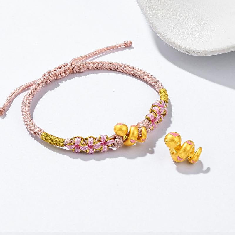999 Gold Schlangenarmband in Rosa für Glück
