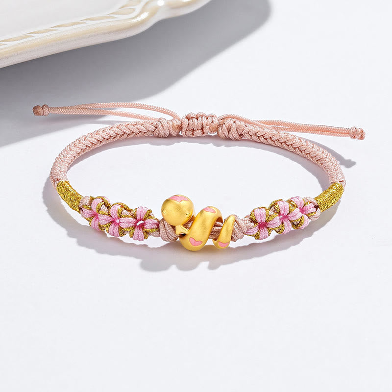 999 Gold Schlangenarmband in Rosa für Glück