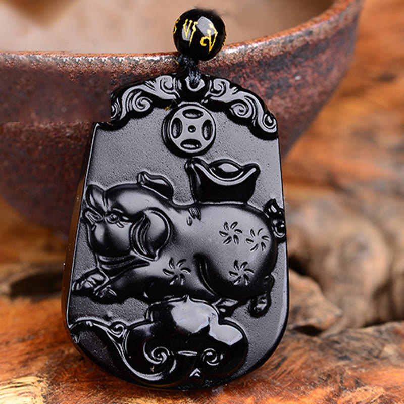 Obsidian Chinese Zodiac Necklace with Purification Fulfilment