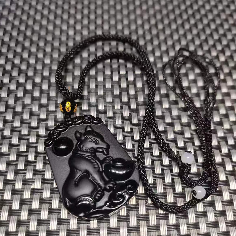Obsidian Chinese Zodiac Necklace with Purification Fulfilment