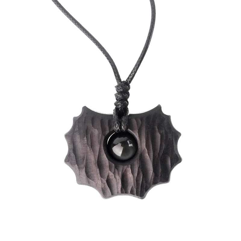 Halskette mit unregelmäßiger Form aus Ebenholz-Obsidian und Peace Calm