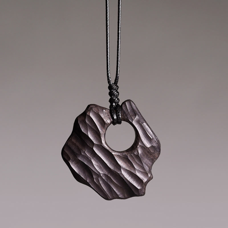Ebony Wood Spiritual Necklace with Hollow Balance Pendant