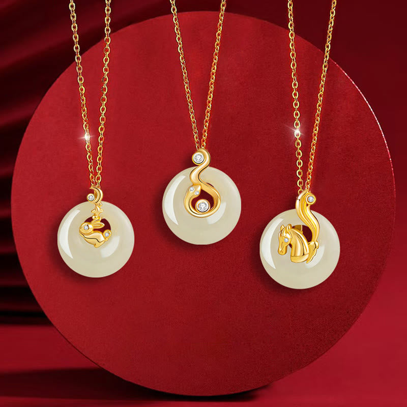 Chinesischer Sternzeichen Hetian Jade Fülle Halskette Anhänger