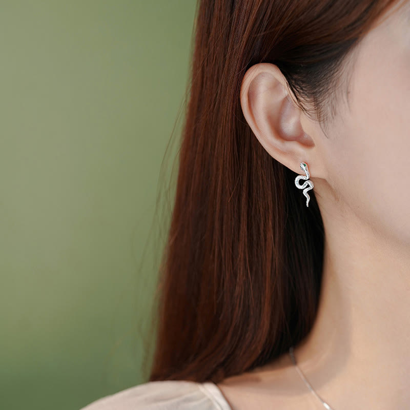 925 Sterling Silber Schlange Balance Halskette Anhänger Ohrringe Set