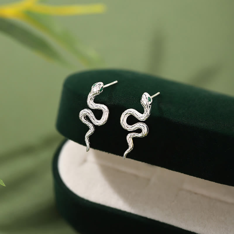 925 Sterling Silber Schlange Balance Halskette Anhänger Ohrringe Set