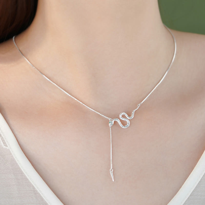 925 Sterling Silber Schlange Balance Halskette Anhänger Ohrringe Set