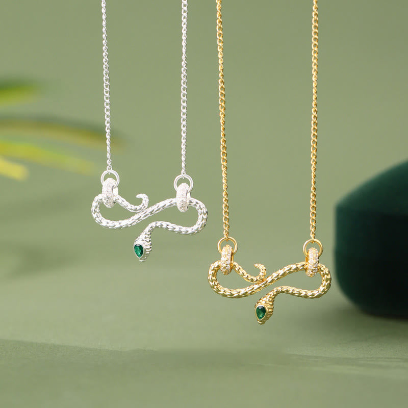 999 Sterling Silver Coiling Snake Infinity Necklace for Protection