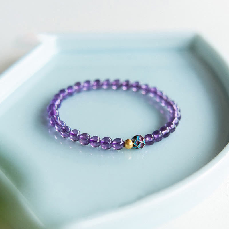 8 mm Amethyst-Lotus-Armband mit spirituellem Bewusstsein