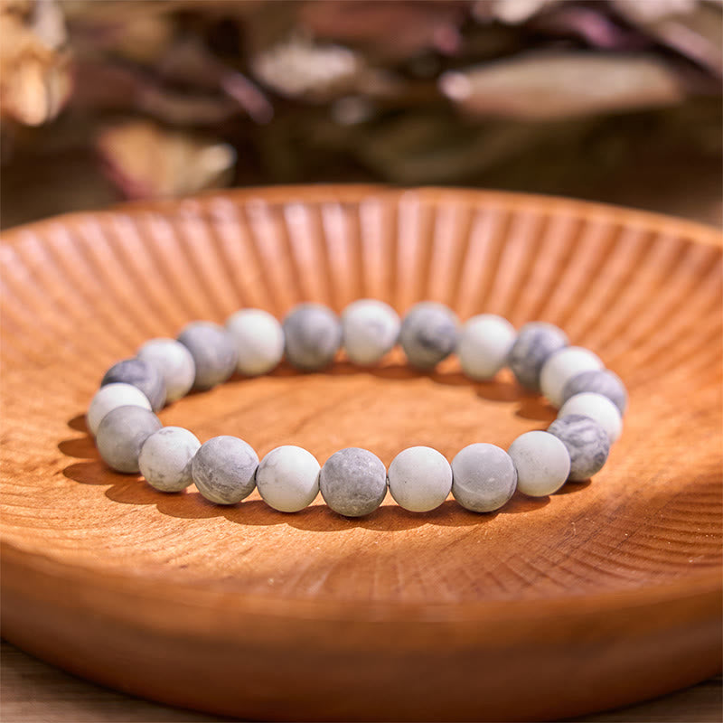10 mm Picasso-Jaspis-Armband mit weißem Türkis