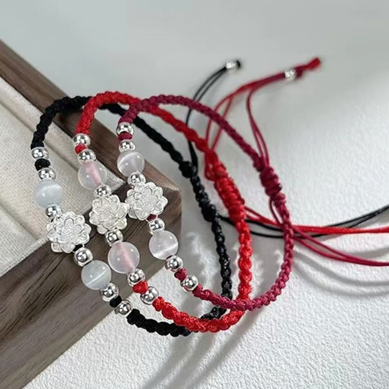 Schutzarmband aus Sterlingsilber mit Lotus-Katzenauge