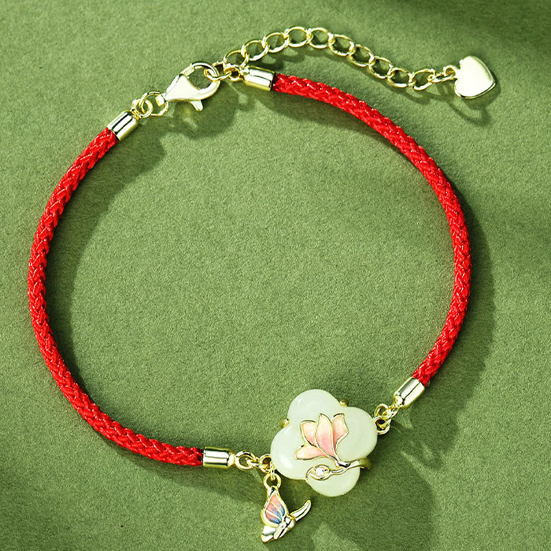 Hetian Jade Magnolienblüte Schmetterling Glücksarmband