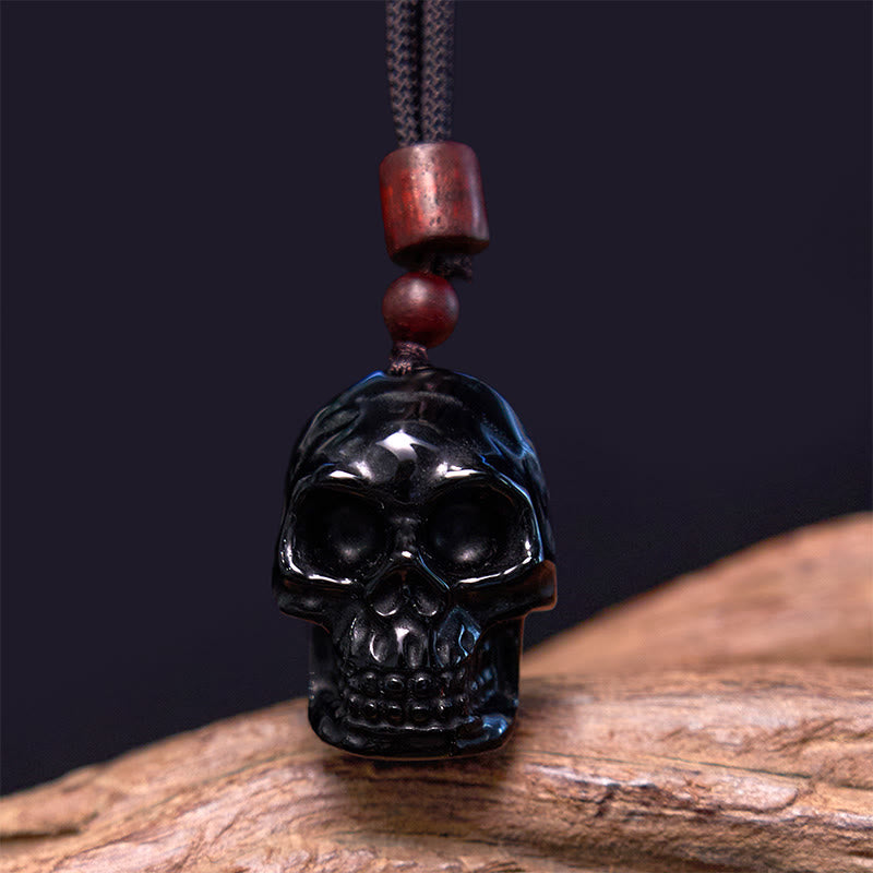 Black Obsidian Skeleton Necklace for Fulfillment & Transformation