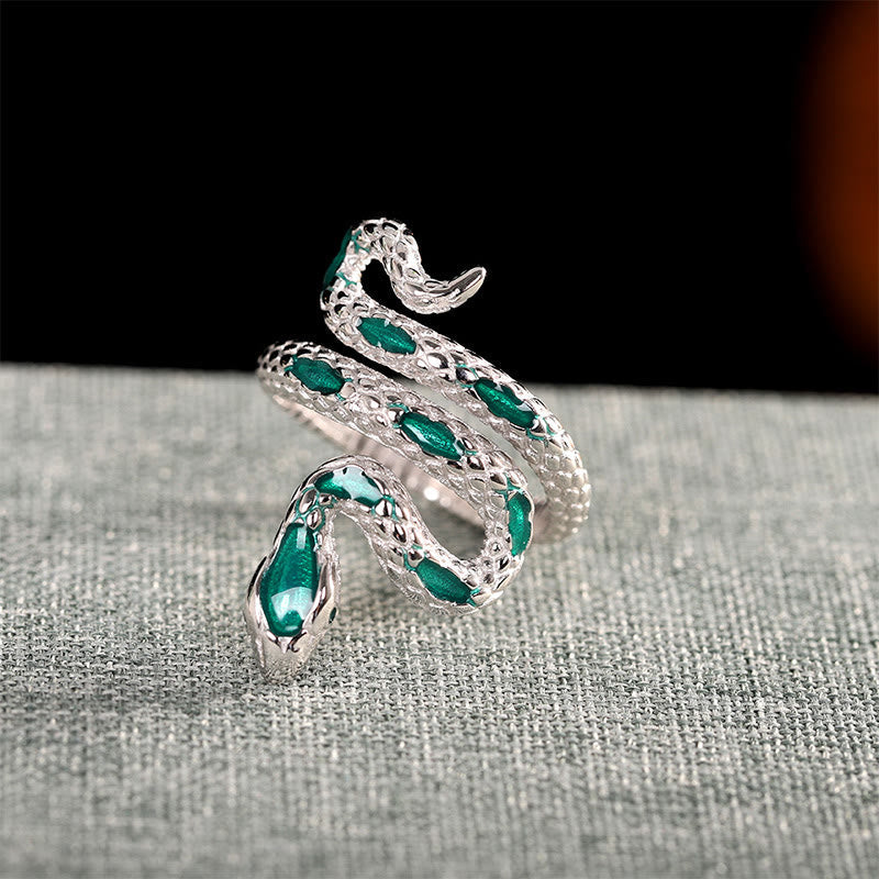 Segensring mit Schlangenmotiv aus 925er Sterlingsilber