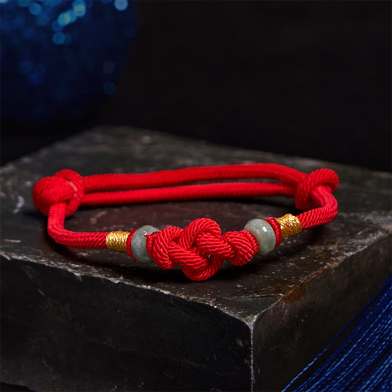 8mm Jade Glücksknoten Rote Schnur Armband