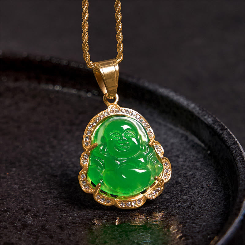 Lachender Buddha Feng Shui Jade Wohlstandskette