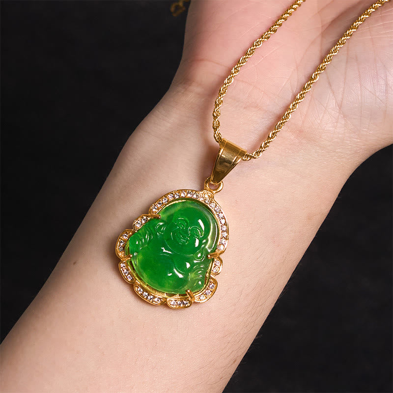 Lachender Buddha Feng Shui Jade Wohlstandskette