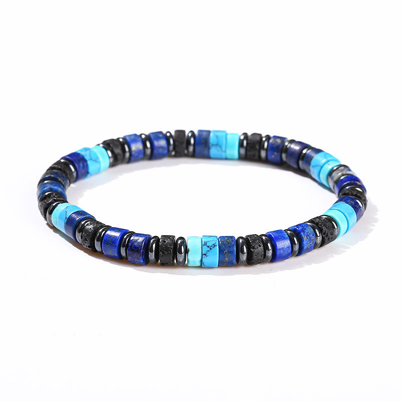 6 mm spirituelles Armband aus Hämatit-Türkis-Lavastein