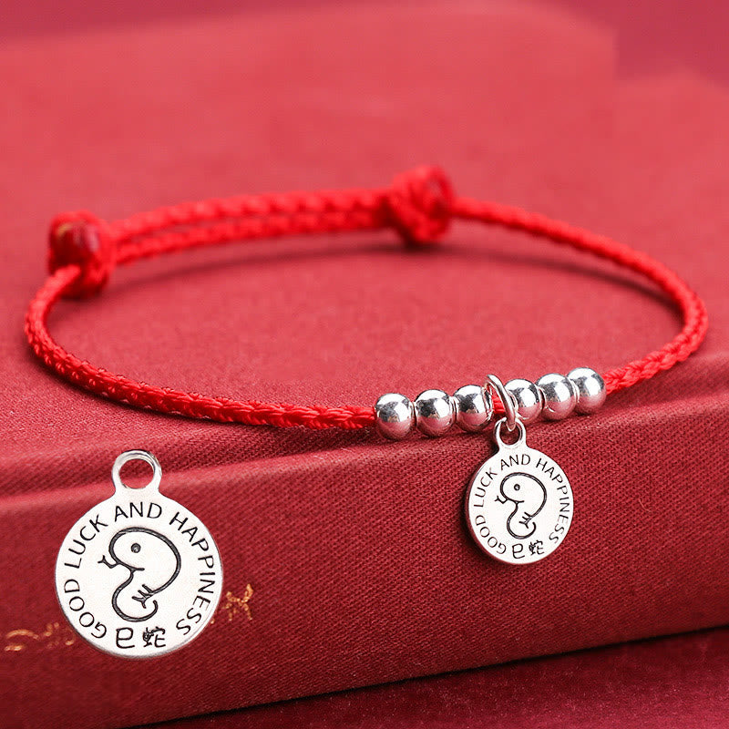 Chinese Zodiac Kid Protection Bracelet | Sterling Silver & Red String