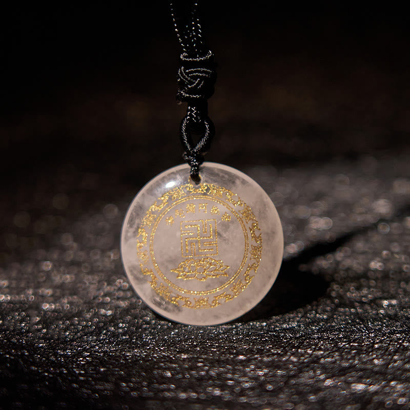Swastika Lotus Pattern Black Obsidian Purification Necklace