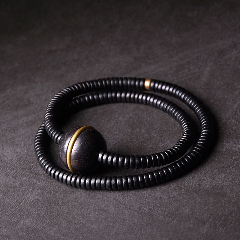 18mm Ebony Wood Brass Ball Bracelet for Balance and Calm