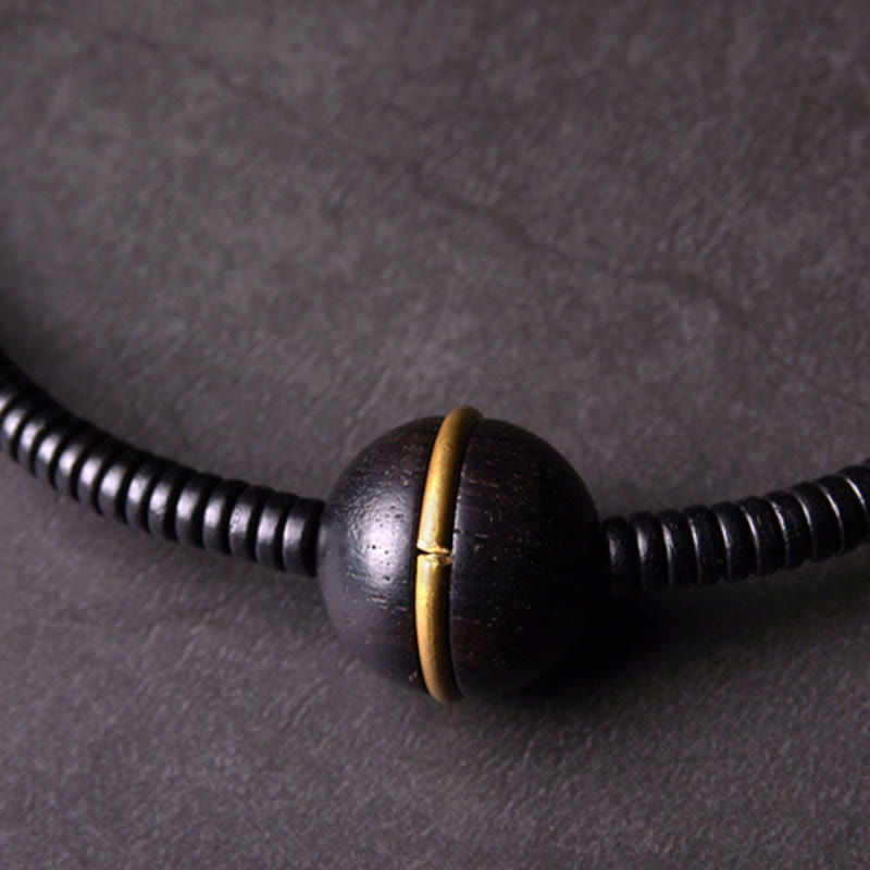 18mm Ebony Wood Brass Ball Bracelet for Balance and Calm