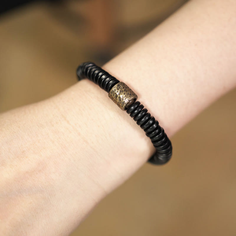 Ebenholz Messing Ruhe Armband | Erdung Frieden Schmuck