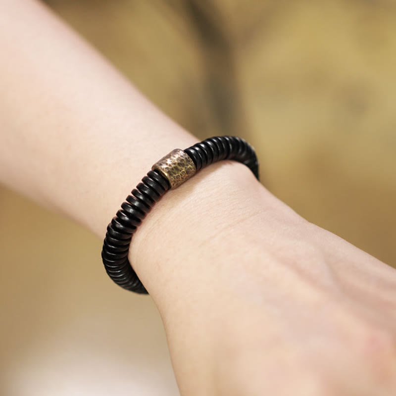 Ebenholz Messing Ruhe Armband | Erdung Frieden Schmuck