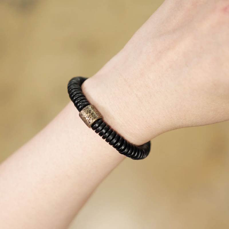 Ebenholz Messing Ruhe Armband | Erdung Frieden Schmuck