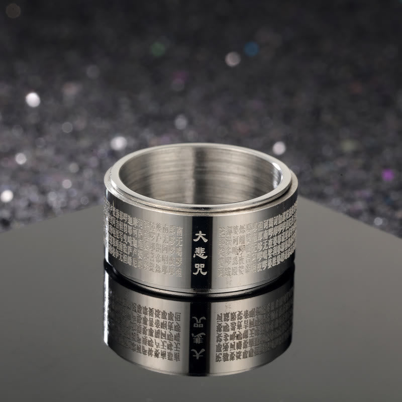 Drehbarer Titanstahlring mit Mantra des großen Mitgefühls, US8