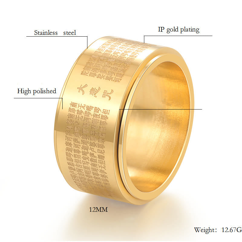Drehbarer Titanstahlring mit Mantra des großen Mitgefühls, US8