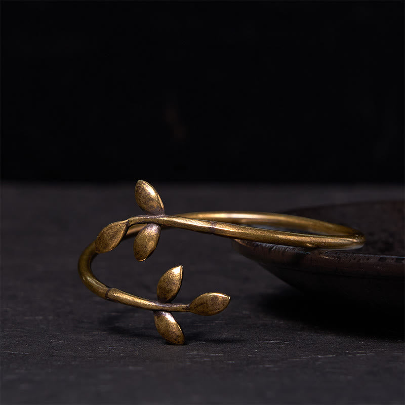 Adjustable Copper Lucky Clover Spiritual Bracelet Bangle
