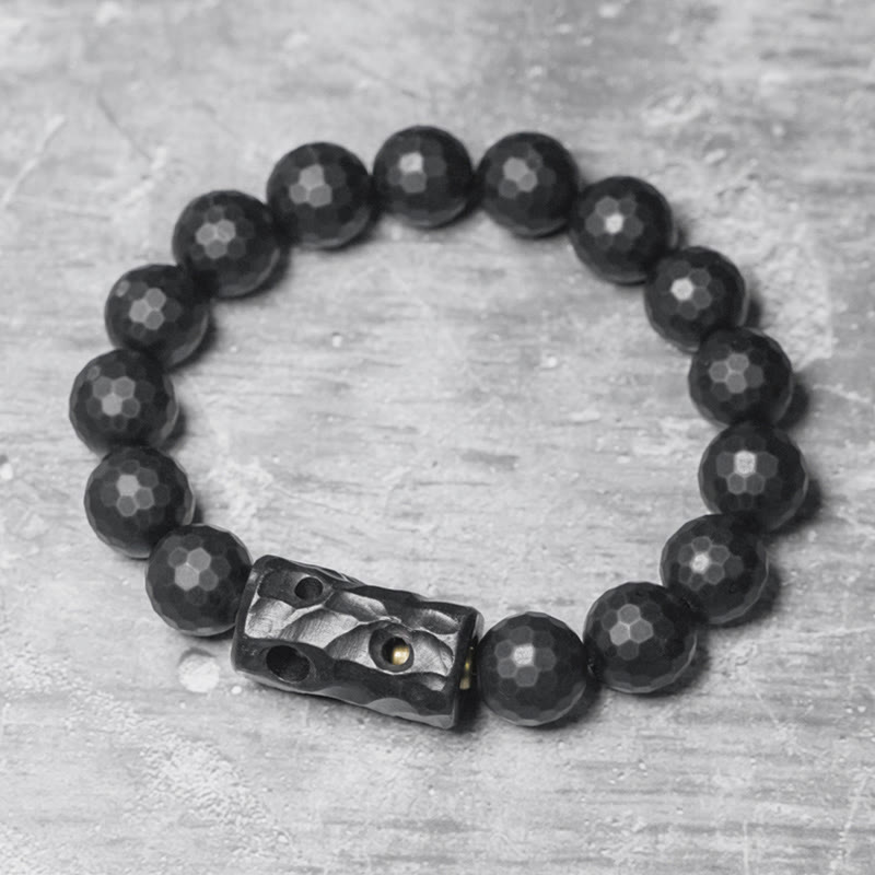 12 mm schwarzes Onyx-Ebenholz-Schutzarmband, spirituelles Armband