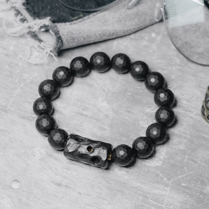 12 mm schwarzes Onyx-Ebenholz-Schutzarmband, spirituelles Armband