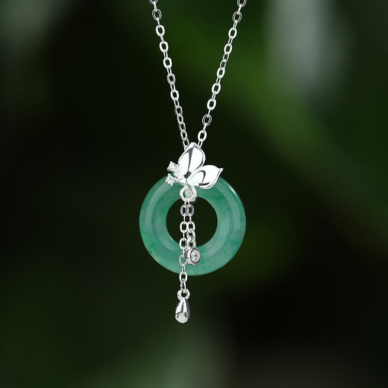 Jade Schmetterling 925 Silber Peace Schnalle Halskette