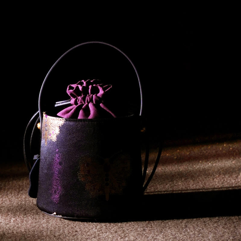 Lila Butterfly Song Brokat Umhängetasche für spirituelle Energie