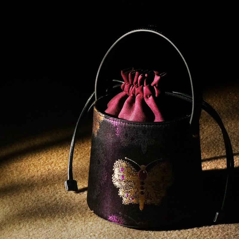 Lila Butterfly Song Brokat Umhängetasche für spirituelle Energie