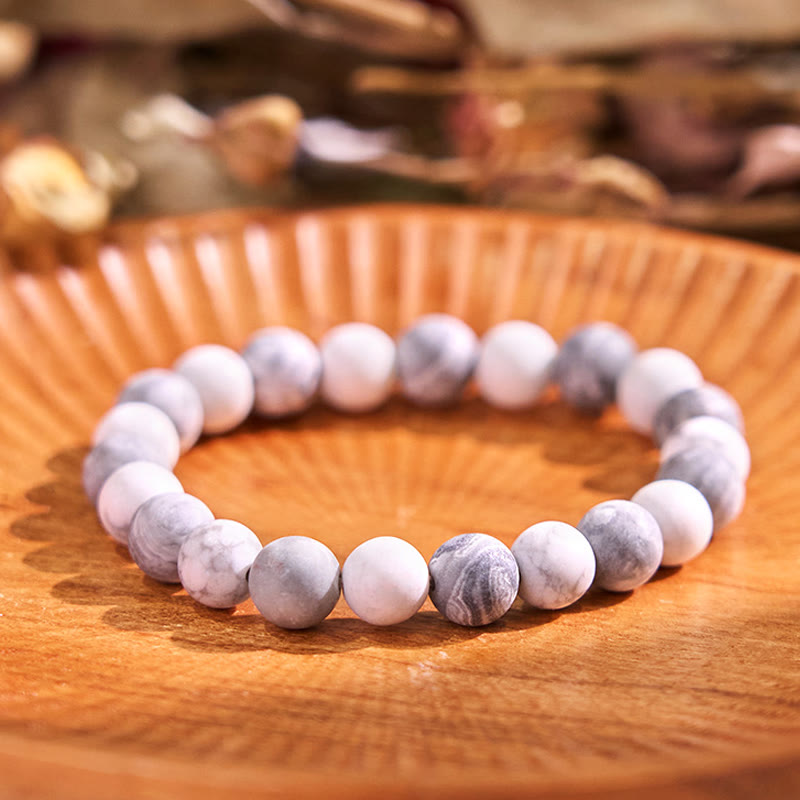 10 mm Picasso-Jaspis-Armband mit weißem Türkis