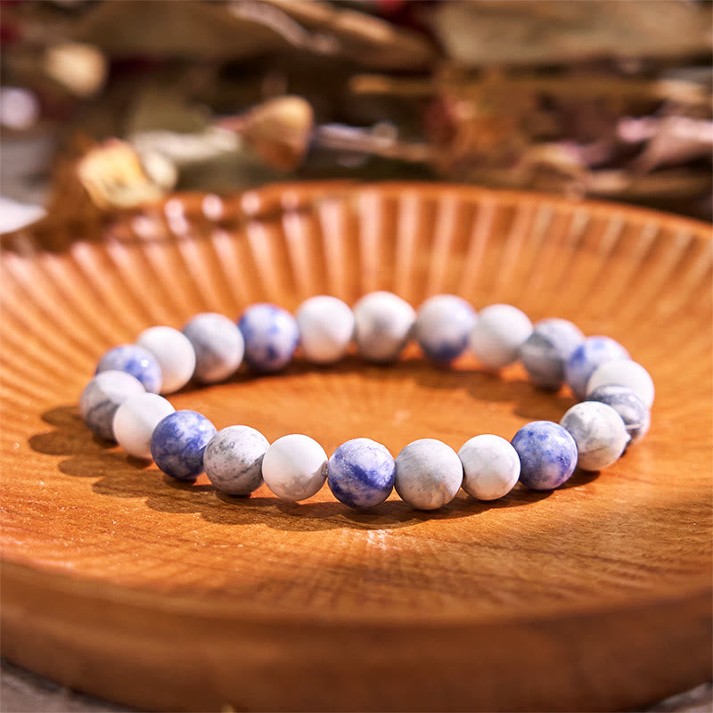 8mm White Turquoise Picasso Jasper Relaxation Bracelet