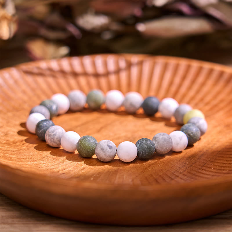 8mm White Turquoise Picasso Jasper Bracelet for Emotional Healing