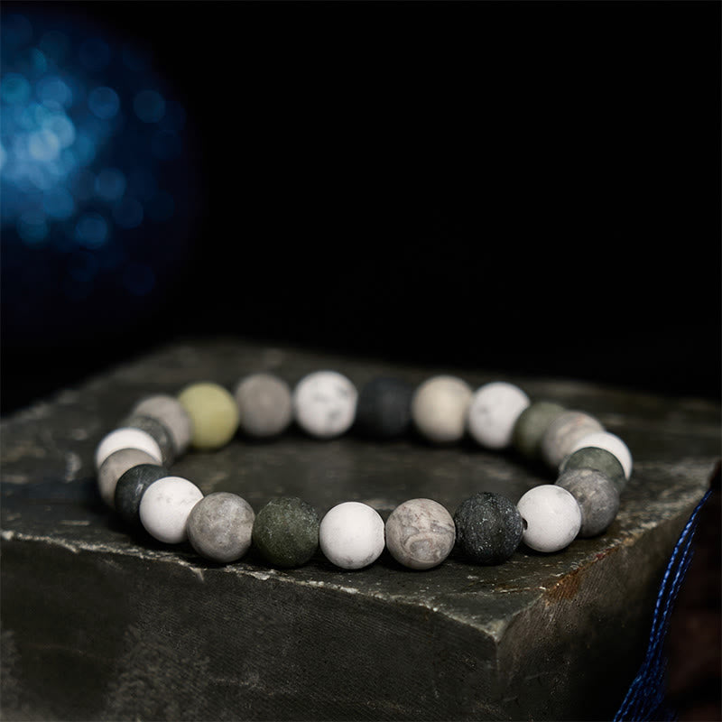 8mm White Turquoise Picasso Jasper Bracelet for Emotional Healing