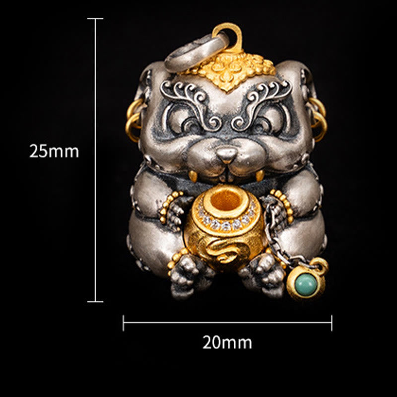 925 Sterling Silber Schatz spuckende Ratte spirituelle Schutz Halskette