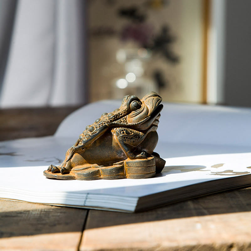 6cm Feng Shui Frog Statue with Copper Coins for Prosperity